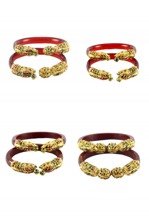 Buy Hem Jewels by Ashok Jewellers 22kt (916) Yellow Gold Handmade Pola  Bangles/Wedding Chooda/Churas for Women with Purity Certificate (Set of  2pcs) - Red (2.10 Aani) at Amazon.in