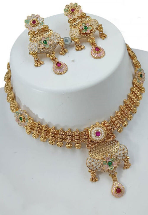 Mint Meenakari Necklace Set