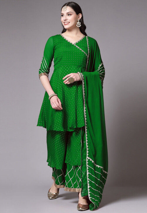 Mukesh Embroidered Georgette Pakistani Suit in Green