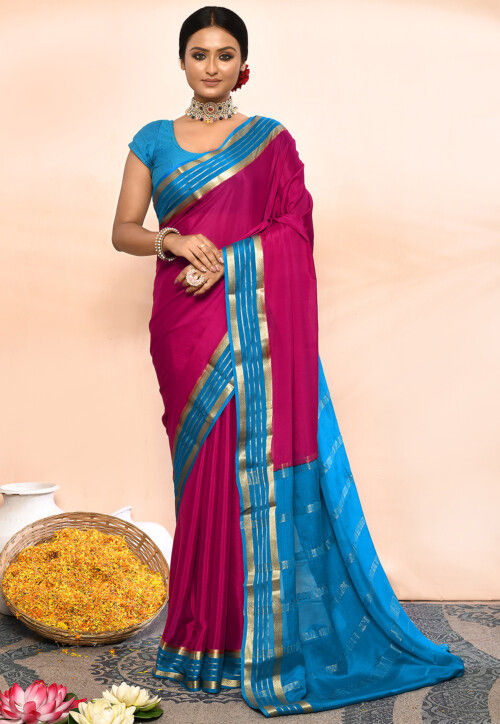 Mysore Pure Crepe Silk Saree in Mustard : SHU1443