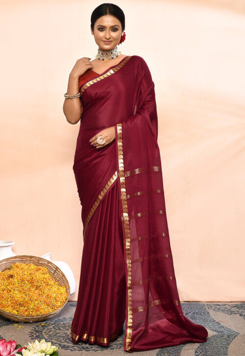 Mysore Pure Crepe Silk Saree in Maroon