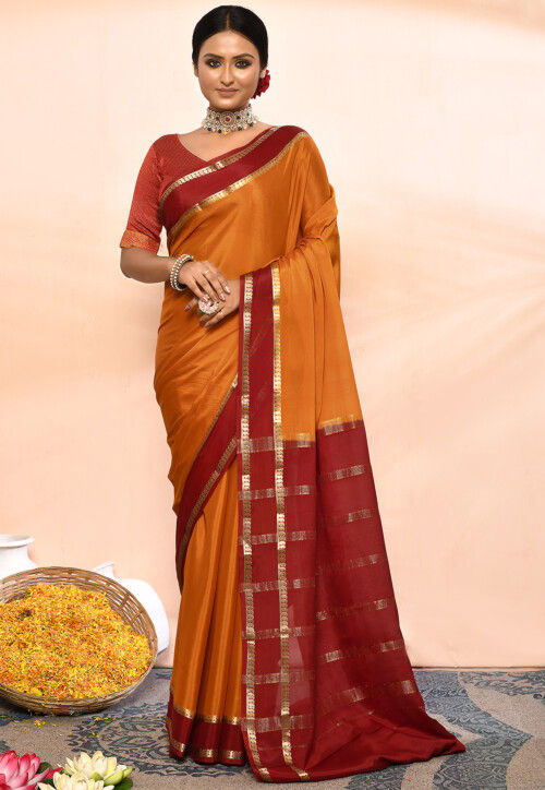 Pure mysore silk saree with mango border – www.vannamayil.com