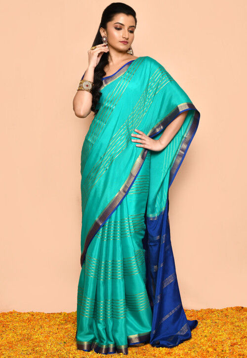 Silk Saree with Green Printed,weaving - SR23495