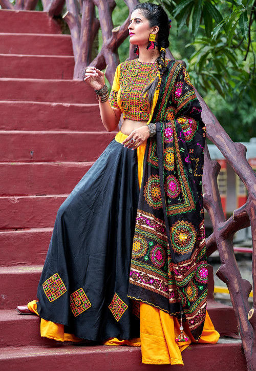 Black Blouse Dupatta - Yellow Lehenga - Mehndi Wear | Yellow lehenga,  Stylish dresses for girls, Formal wear dresses