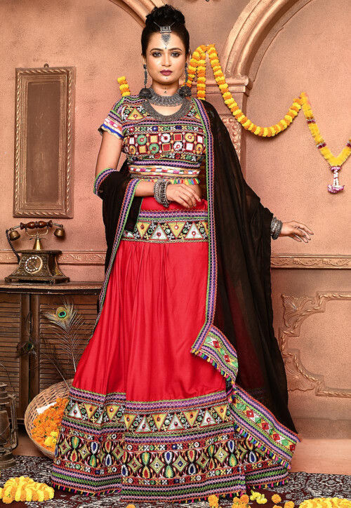 Navratri Special Cotton Lehenga in Red