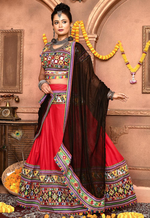 Navratri Special Cotton Lehenga in Red