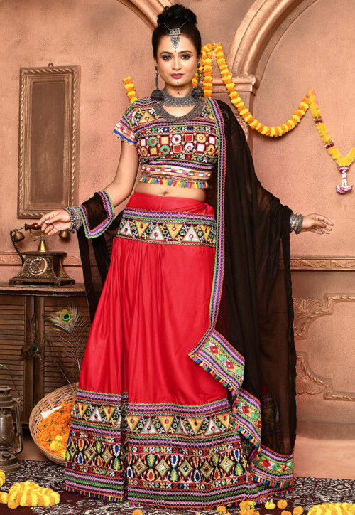Navratri Special Cotton Lehenga in Red