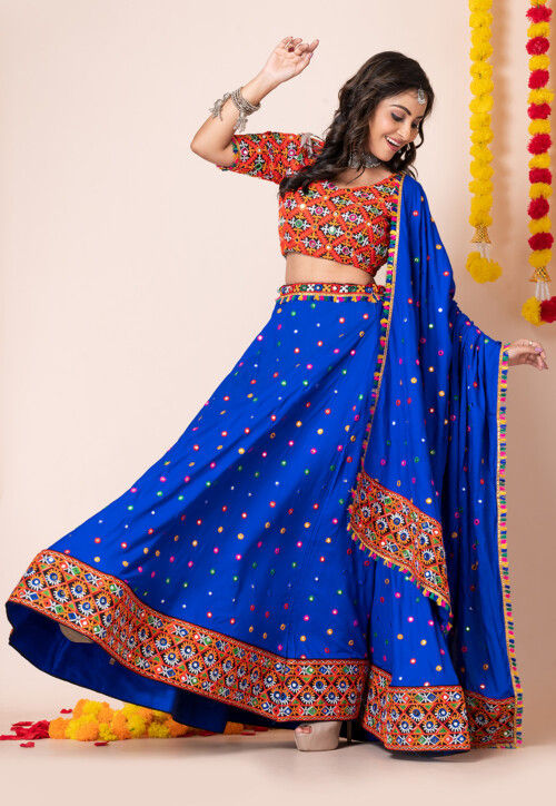 Navratri Special Rayon Lehenga in Royal Blue