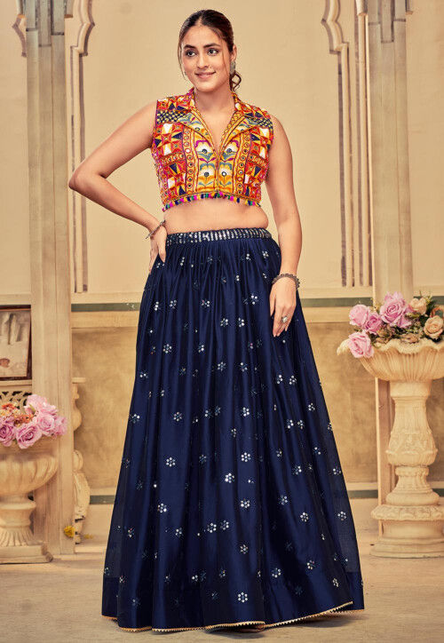 Buy Navratri Kutch Cotton Lehenga in Navy Blue Online LJA377 Utsav Fashion