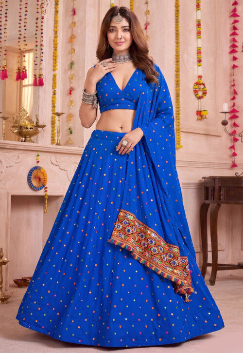 Buy Navratri Rayon Chaniya Choli Lehenga in Blue Online : LBC3598 ...