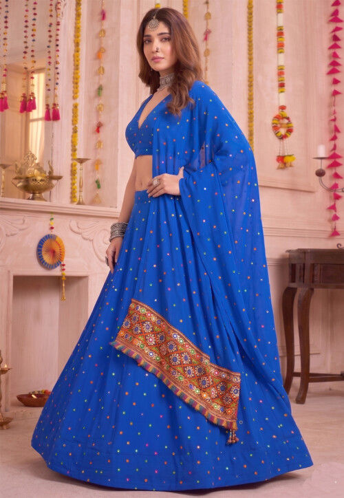 Buy Navratri Rayon Chaniya Choli Lehenga in Blue Online : LBC3598 ...