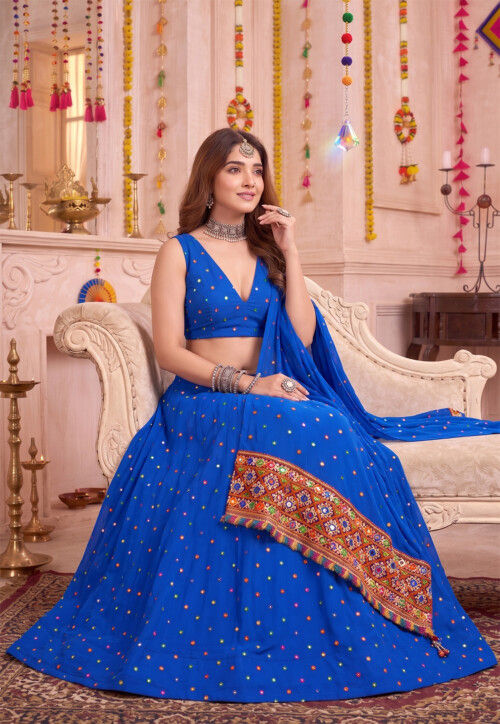 Buy Navratri Rayon Chaniya Choli Lehenga in Blue Online : LBC3598 ...