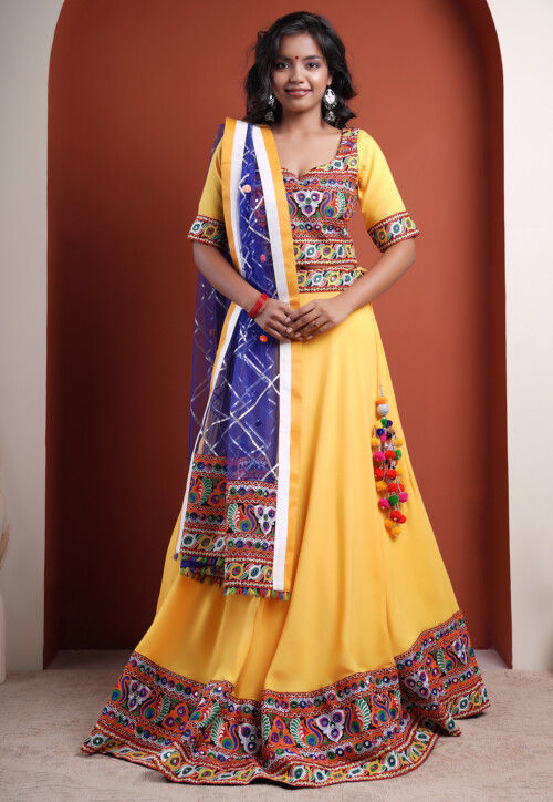 Navratri Special Cotton Lehenga in Yellow