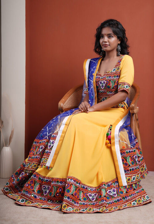 Navratri Special Cotton Lehenga in Yellow