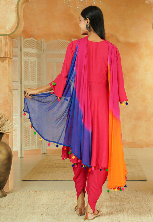 Navratri Special Cotton Punjabi Suit in Pink