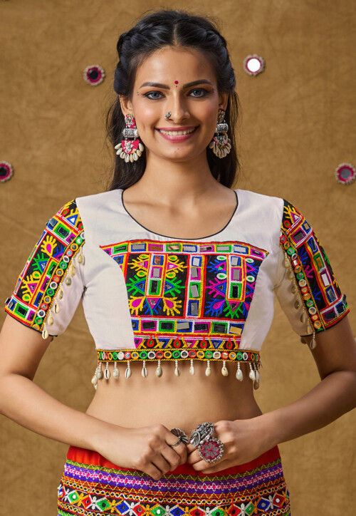 UtsavFashion Navratri Special Cotton Rayon Blouse in Off White