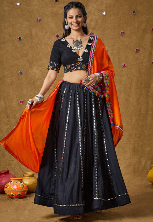 Navratri Special Cotton Rayon Dupatta in Orange