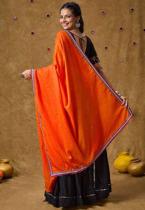 Navratri Special Cotton Rayon Dupatta in Orange