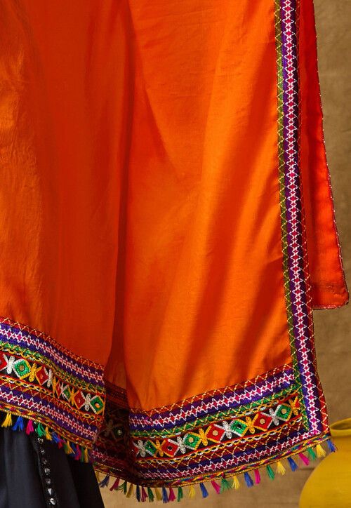 Navratri Special Cotton Rayon Dupatta in Orange