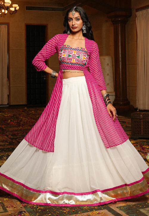 Navratri Special Georgette Lehenga in Off White