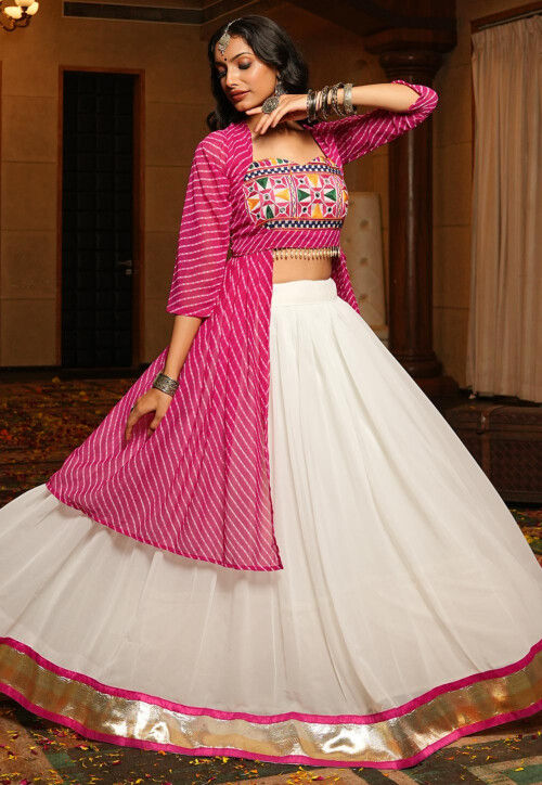 Navratri Special Georgette Lehenga in Off White