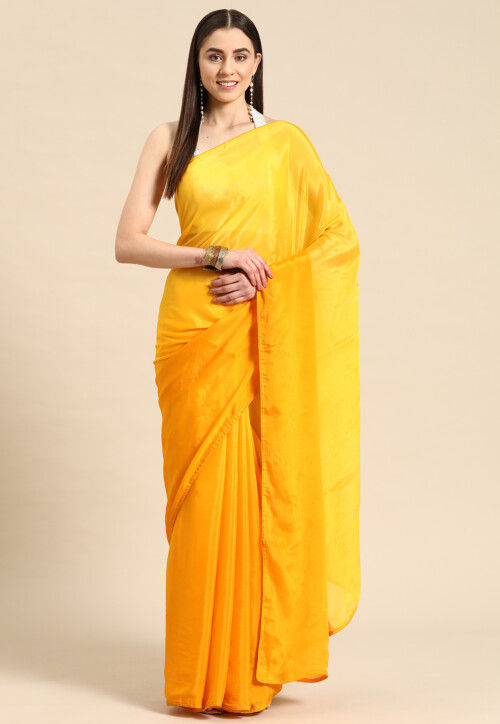 Ombre Chinon Chiffon Saree in Yellow