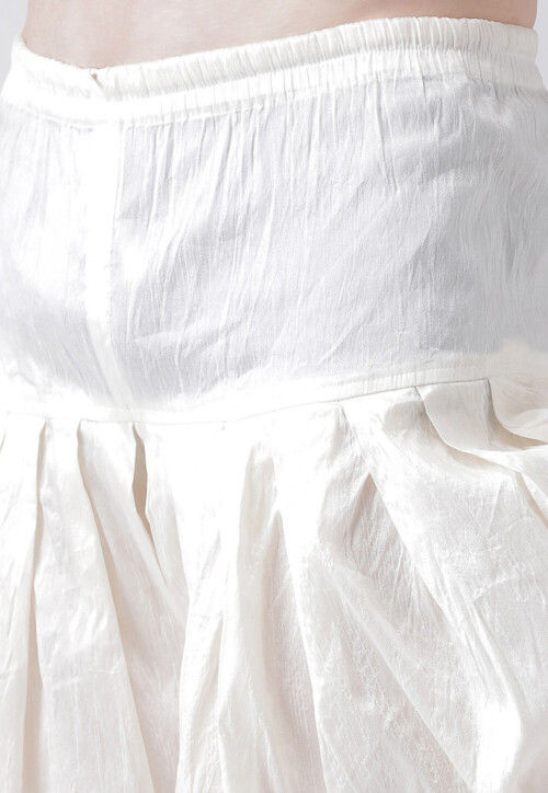 Ornamental Printed Dupion Silk Dhoti Sherwani in Dark Rust