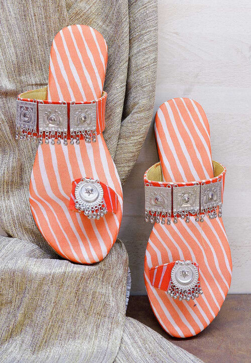 Ornamented Georgette Kolhapuri in Orange