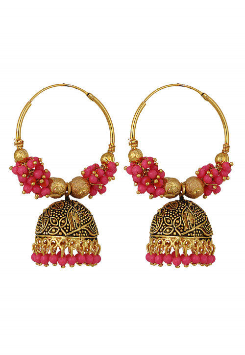 Oxidised Beaded Jhumka Style Earrings
