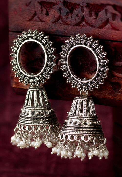 Oxidised Jhumka Style Earrings