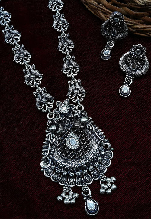 Oxidised Mirror Necklace Set