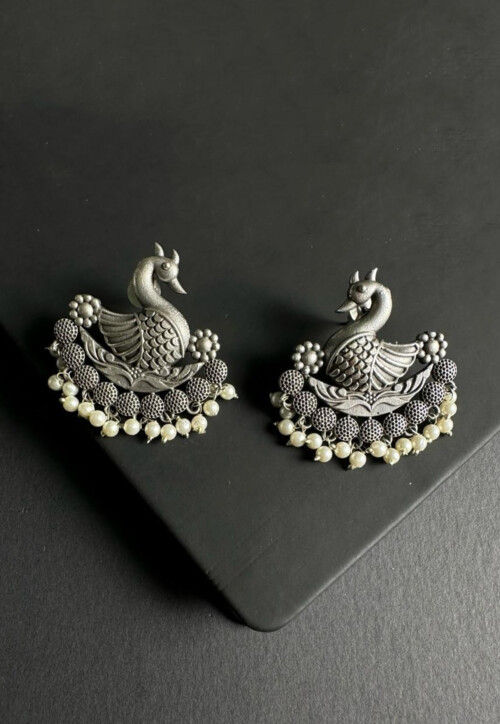 Oxidised Peacock Style Earrings