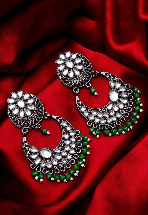 UtsavFashion Oxidised Stone Studded Chandbali Earrings