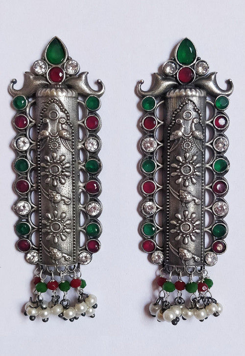 Oxidised Stone Studded Earrings
