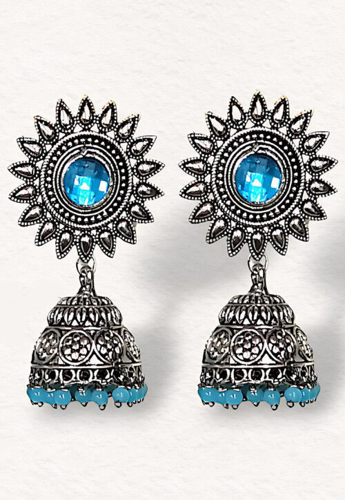 Oxidised Stone Studded Earrings
