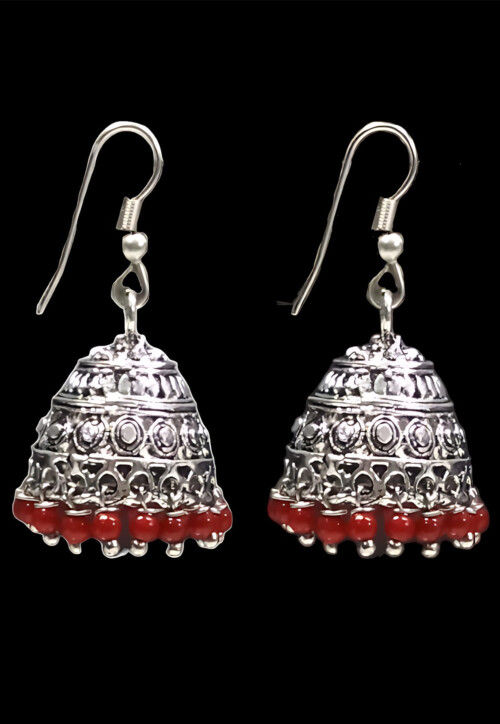 Oxidised Stone Studded Earrings