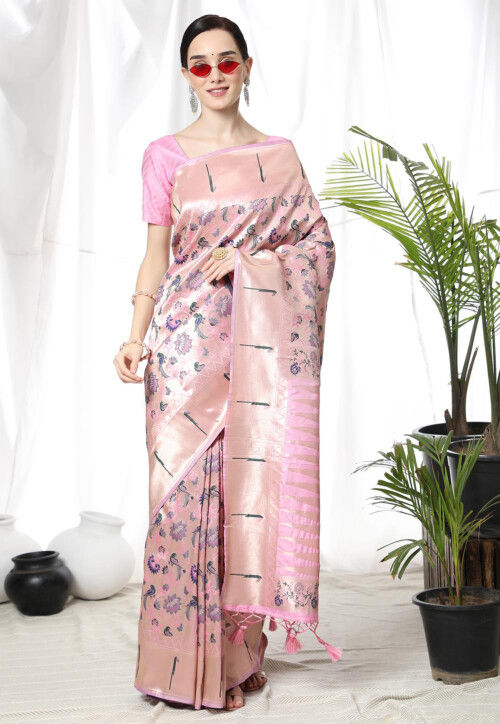 Arohi Pink Paithani Silk Saree With Attractive Blouse – Zariknyaa