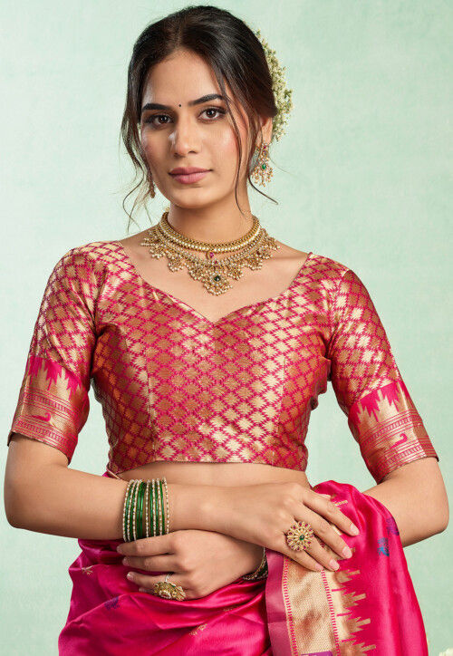 Buy Paithani Saree in Fuchsia Online : SEJ2384 - Utsav Fashion