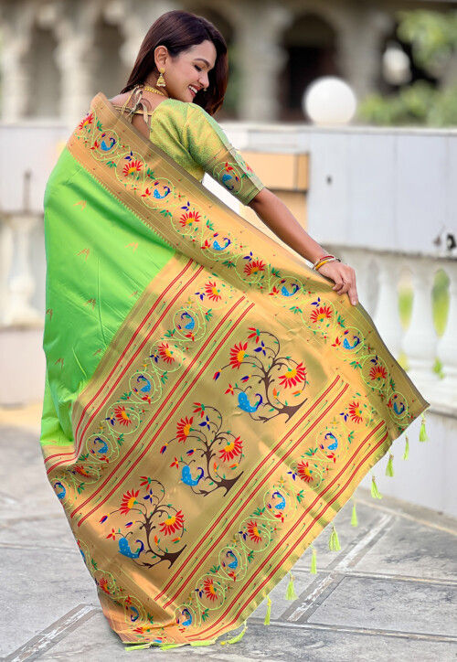 Paithani Saree in Light Green