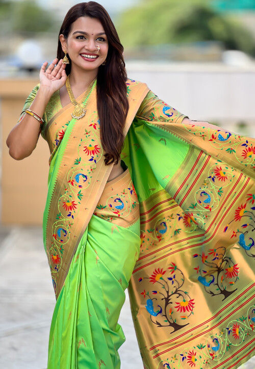 Paithani Saree in Light Green