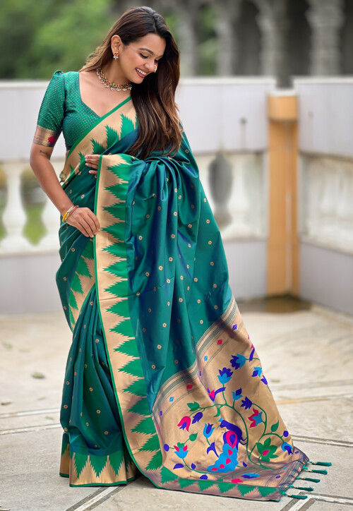 Paithani Saree in Teal Green Paithani Saree in Teal Green