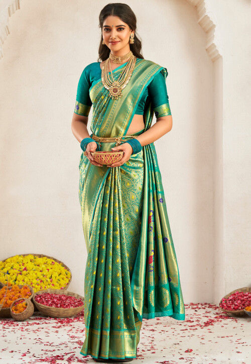 Buy Green Sarees for Women by SANGAM PRINTS Online | Ajio.com