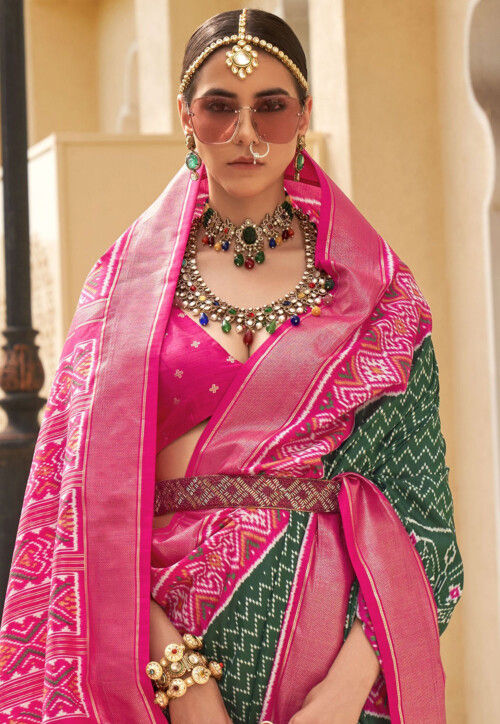 Super Poly Viscose Silk Saree with Traditional Patola Design main image 1