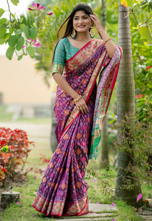 Patola Banarasi Saree in Purple