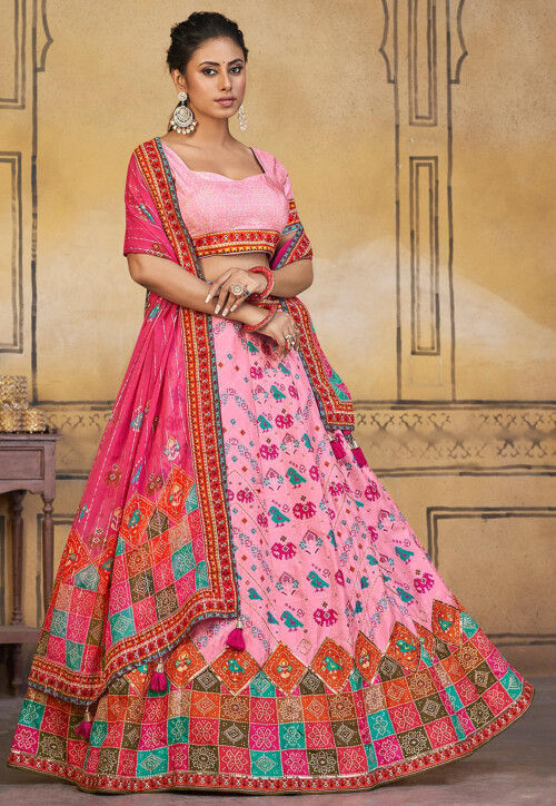 Light Pink Organza Wedding Lehenga Choli – paanericlothing