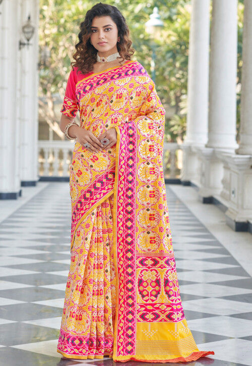 pink color heavy kanjiveram silk saree buy now – Joshindia