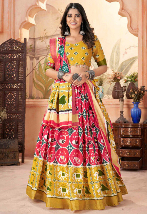 Yellow and pink lehenga online best sale