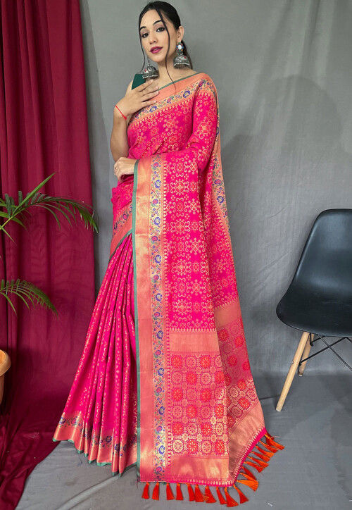 Patola Saree in Fuchsia