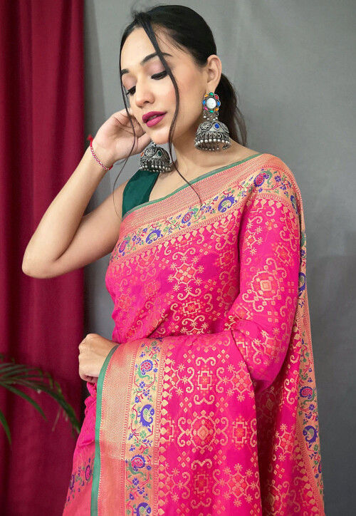 Patola Saree in Fuchsia