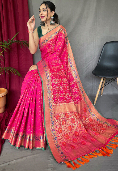 Patola Saree in Fuchsia